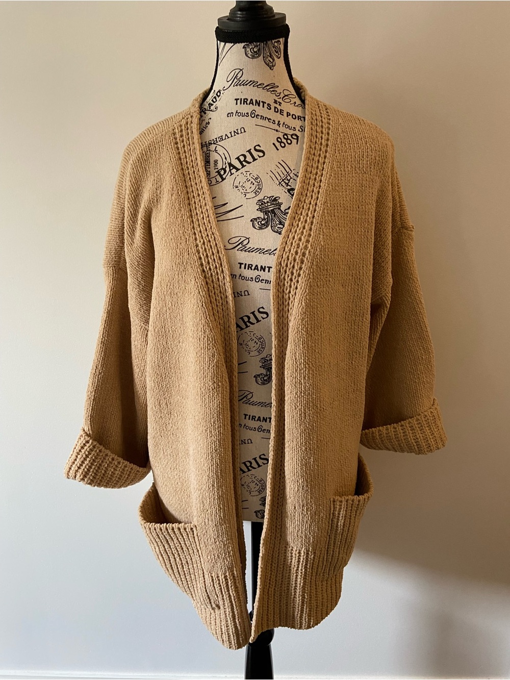Cozy Open-Front Camel Cardigan Sweater